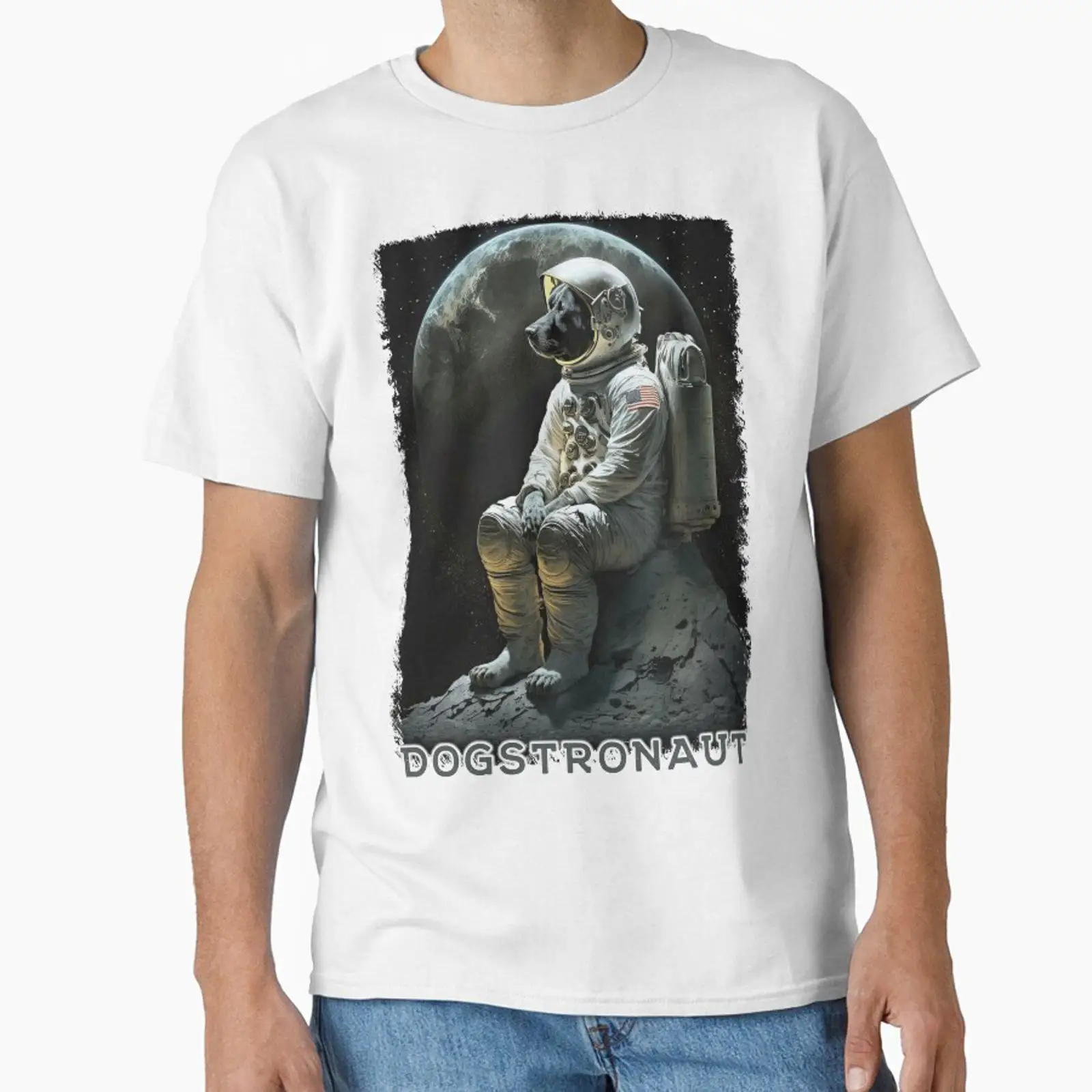Quirky Vintage Fashion - Классическая футболка Dogstronaut с крутым, необычным