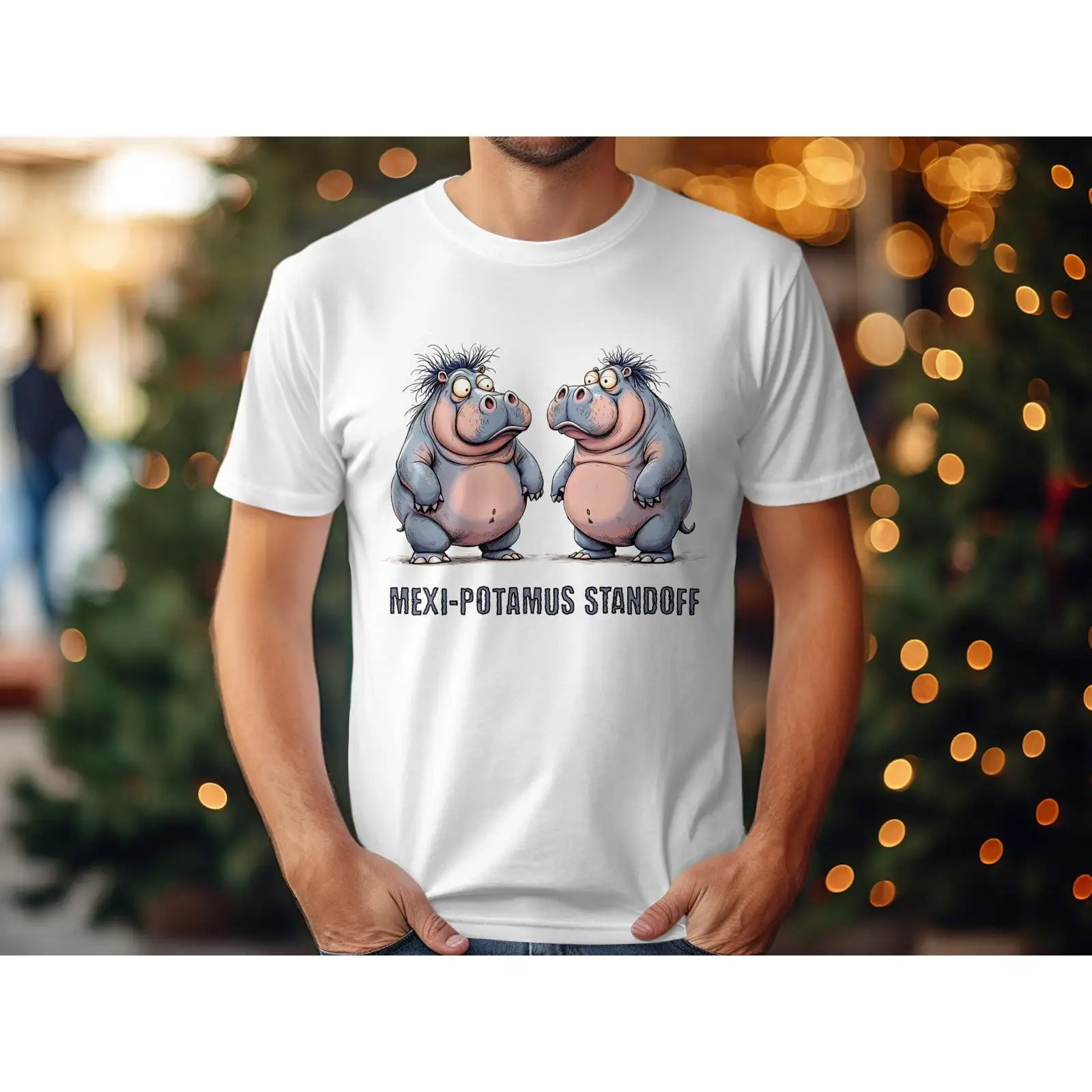 Quirky Vintage Fashion - Забавная футболка с изображением бегемота Mexi