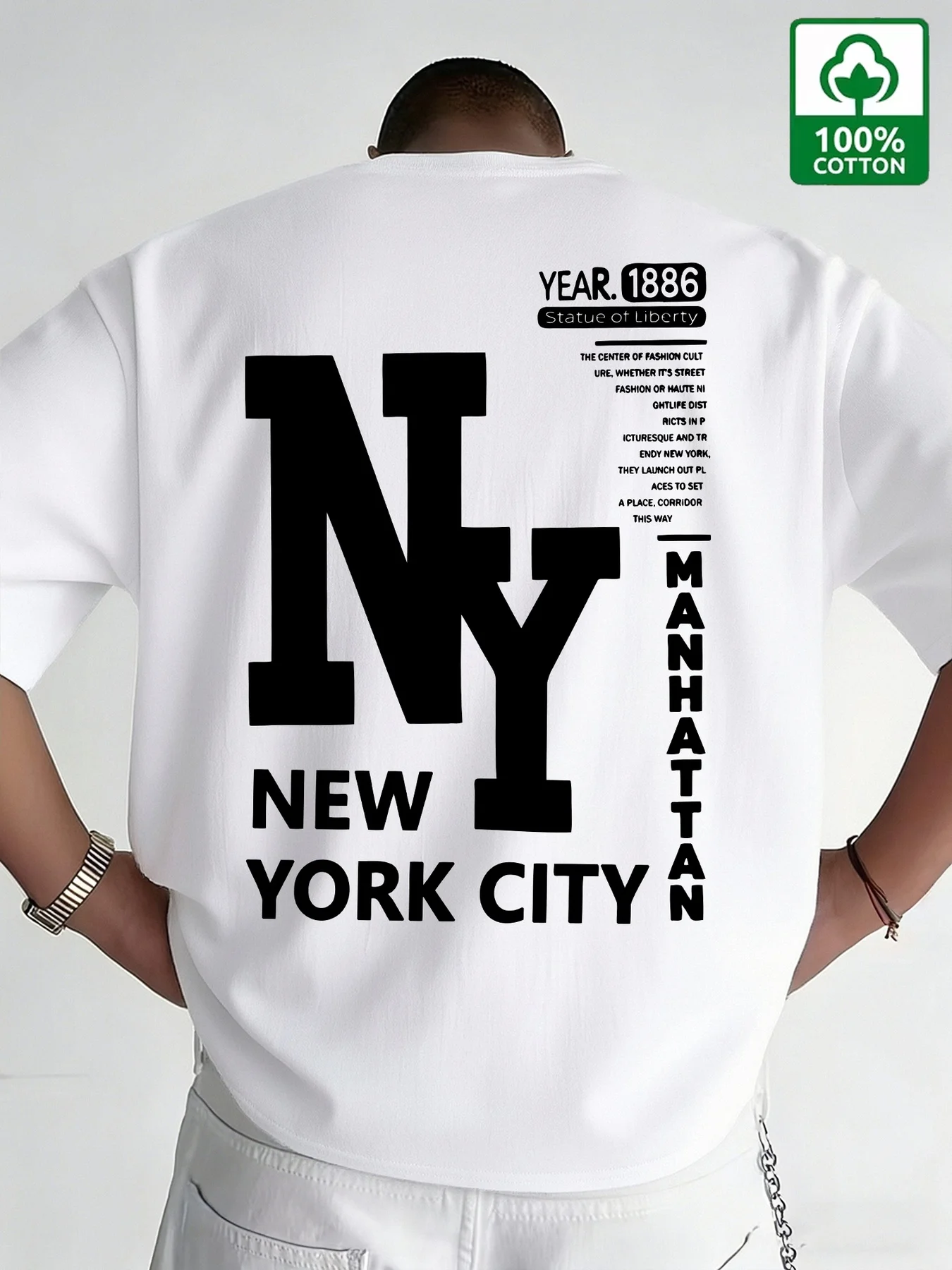 Vintage Fashion New York - Мужская футболка NYC из хлопка с
